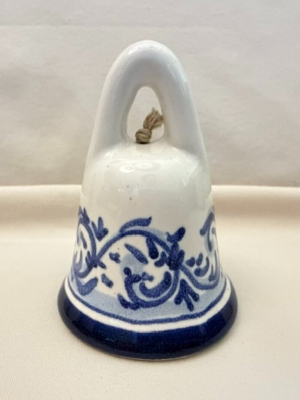 Vintage Hand Painted Blue and White Mini Bell